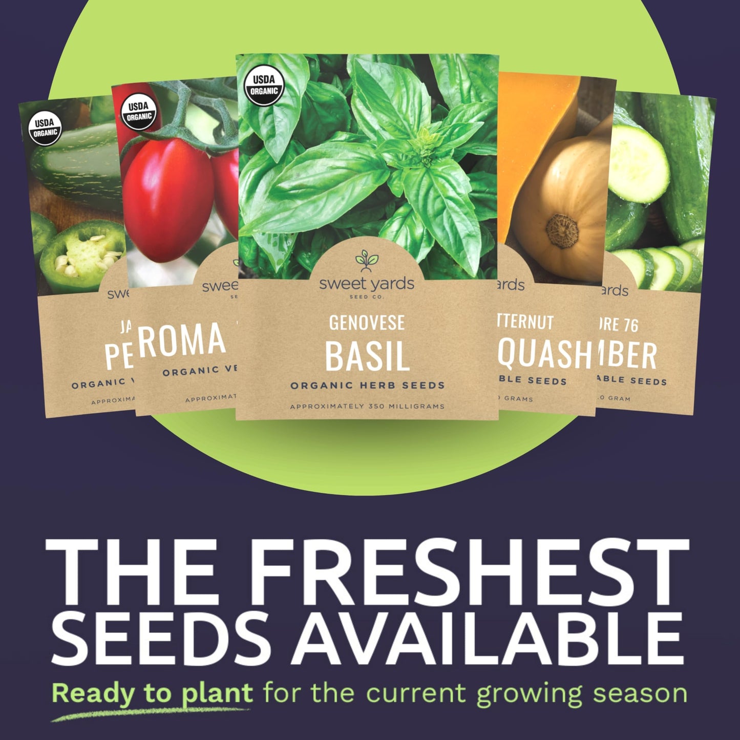 Organic Seeds Ultimate Variety Pack - 60 Individual Packs - 2026 Season - Genovese Basil, Nantes Carrot, Roquette Arugula and More! for Indoor & Outdoor Planting (Non-GMO, Certified Organic)