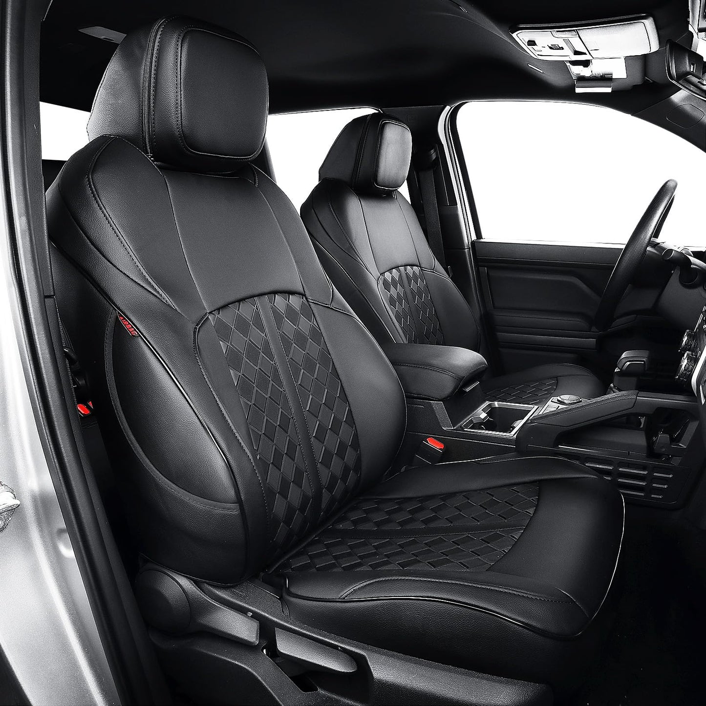 Custaura Tacoma Seat Covers Custom for Toyota Tacoma 4th Gen 2024 2025 2026 Double Cab SR,SR5,TRD Sport,TRD Off-Road,Limited,Truck Seat Cover Full Set,Waterproof Nappa Leather Car Seat Protector(Black