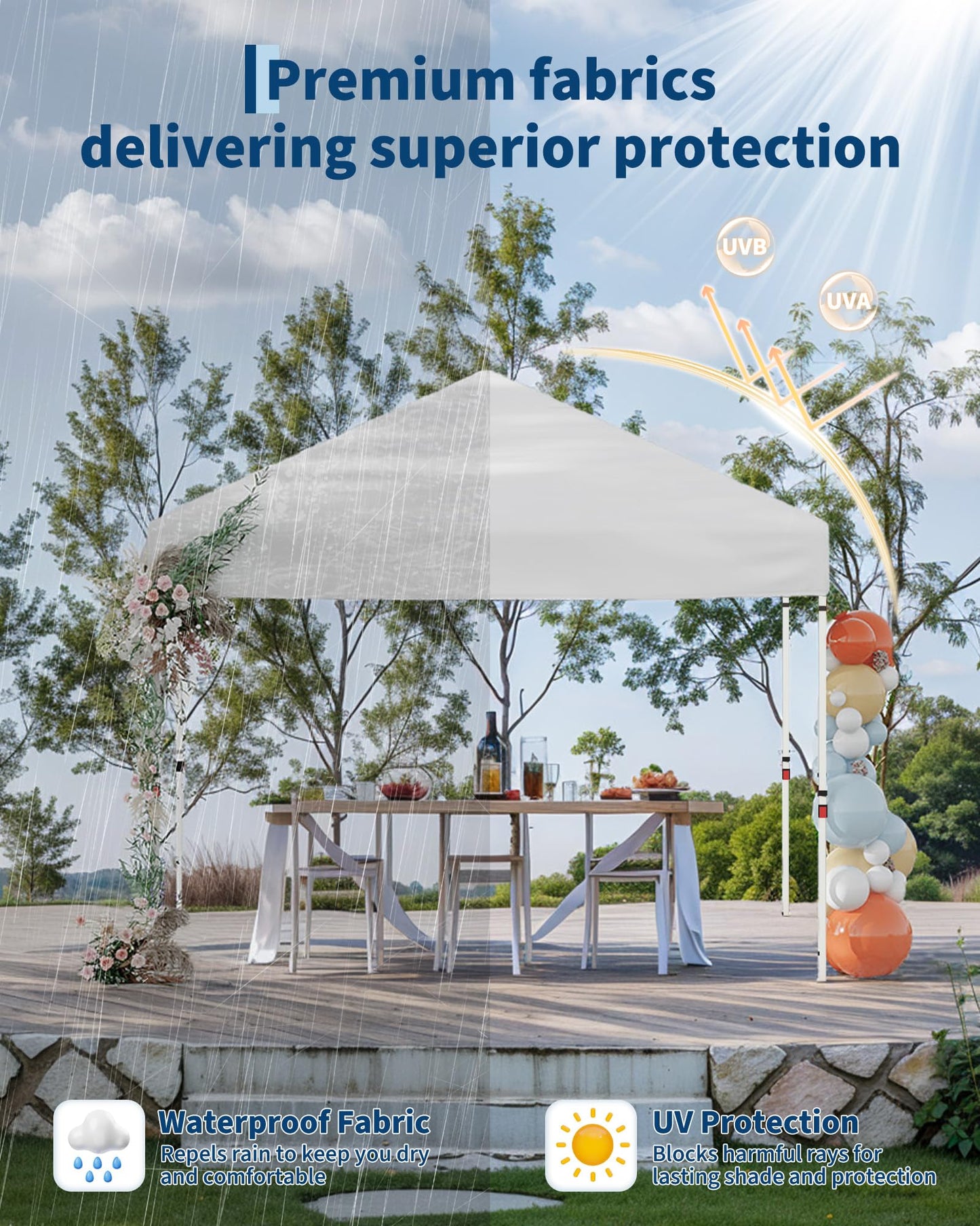 Garvee 10x10ft Canopy Replacement Top with Silver Coated, Waterproof & UV Protection Pop Up Canopy Tent Replacement Top Cover Waterproof for Outdoor Garden Patio Sun Shade(Top Only), White