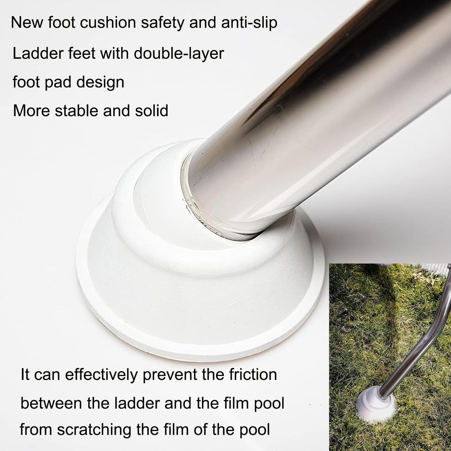 errzom Safety Heavy Duty Above Ground Swimming Pool Ladder, Stainless Steel Frame Above Ground Swimming Pool Entry Exit Ladder for 52 in High Wall Pools, 500 Pound Capacity