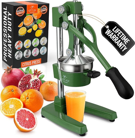 Zulay Kitchen Cast Iron Juicer - Heavy Duty Manual Juicer with Detachable Strainers for Easy Cleaning, Orange Juice Press for Citrus Fruits, Perfect for Bartenders, Juice Lovers & Health Enthusiasts