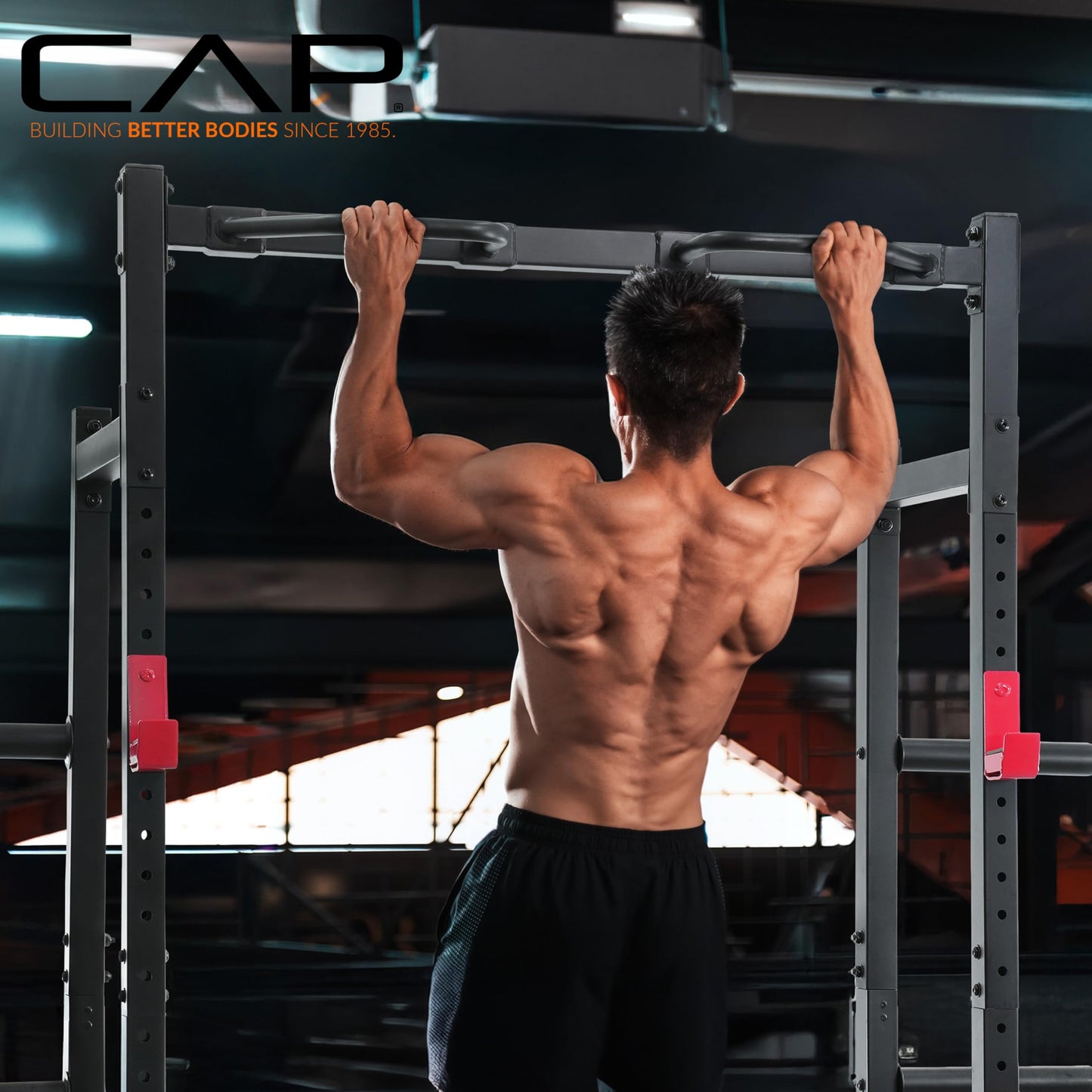 Cap Power Rack with Pull Up Bar & Attachments - Squat Rack & Strength Training Power Cage for Home Gym - Yellow