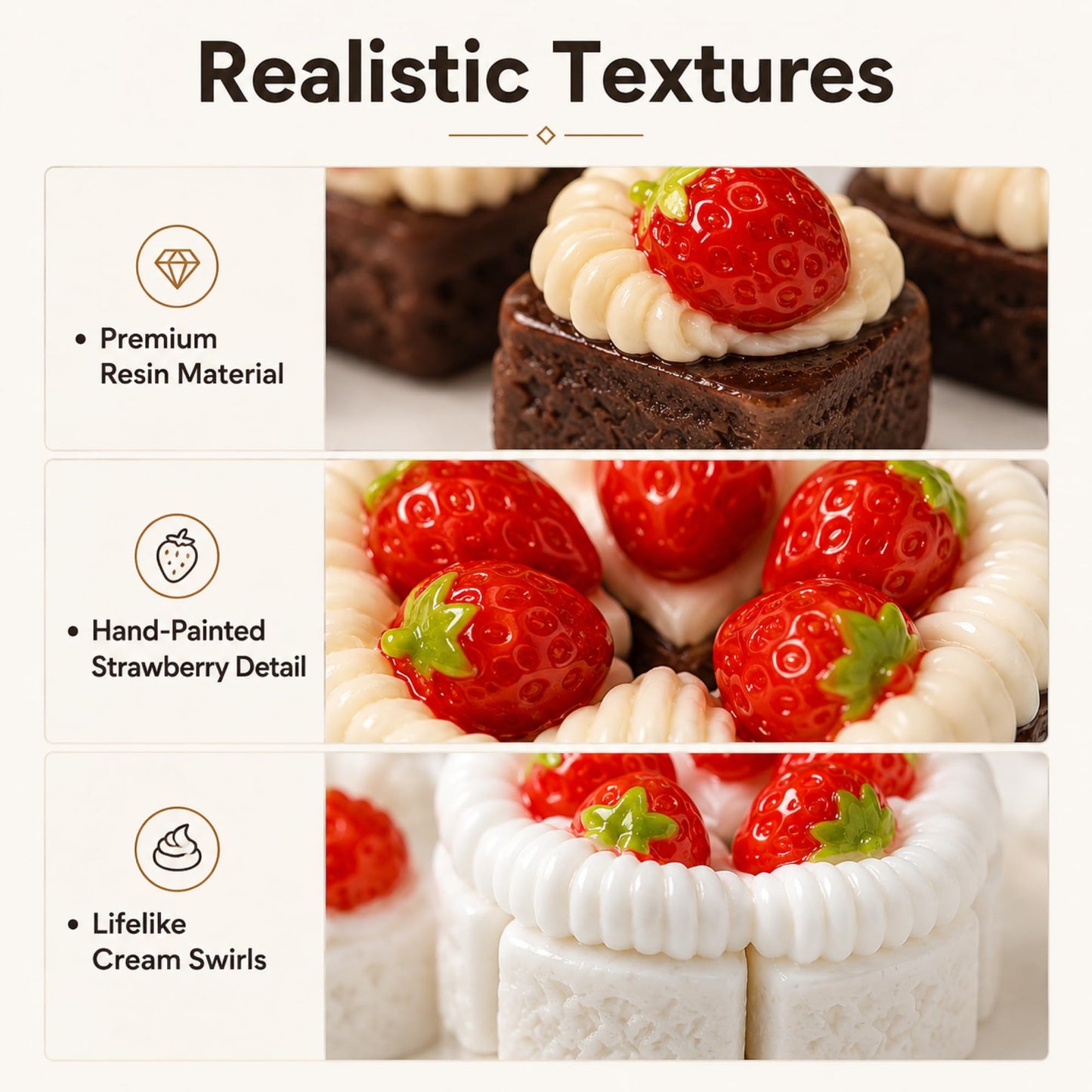 LuvireQC 21Pcs Miniature Strawberry Cake Set - 1:12 Scale Resin Fake Food Charms for Adult Dollhouse Bakery Decor, DIY Craft Kit for Jewelry Making, Phone Case & Scrapbooking, Adult Collectibles
