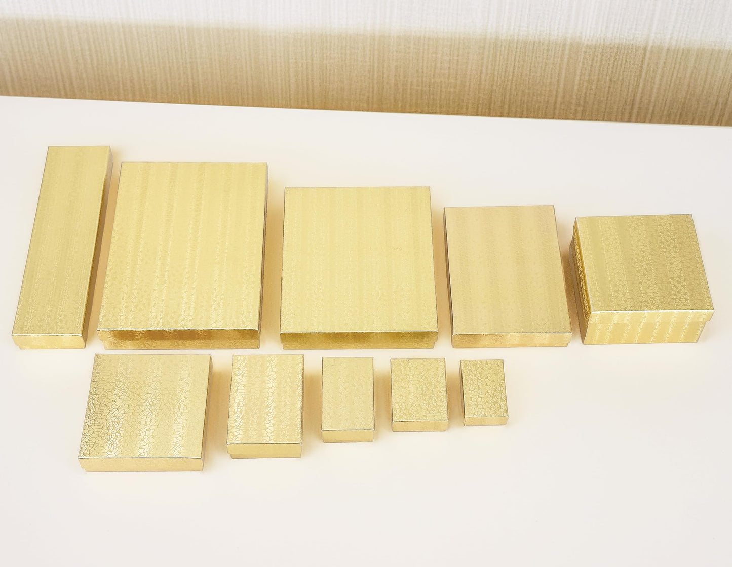 TheDisplayGuys - 25-Pack #21 Cotton Filled Cardboard Paper Jewelry Boxes Gift Case - Gold Foil (2.6" x 1.6" x 1.0") - for Shipping or Storage