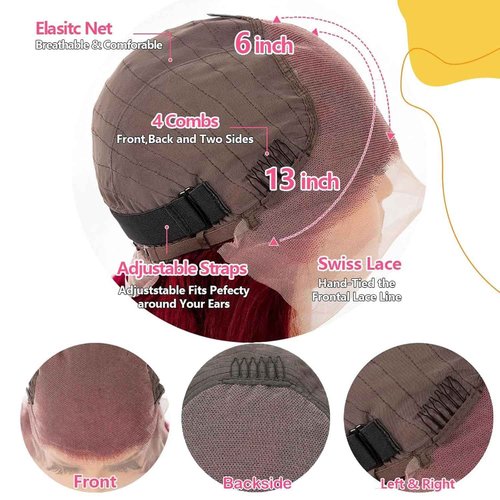 ediere 99j Burgundy Lace Front Wigs Human Hair 13x6 HD Transparent Burgundy Wig Human Hair 200 Density Body Wave Lace Front Wigs Human Hair30inch