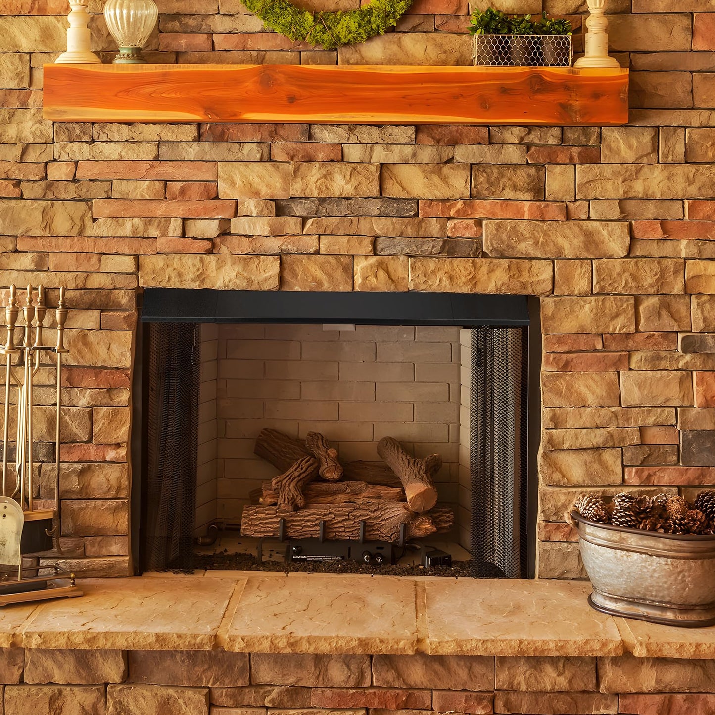 Stanbroil Adjustable Fireplace Hood 28.5 to 48" Accessory, Black Powder Coat Fireplace Hood Heat Shield
