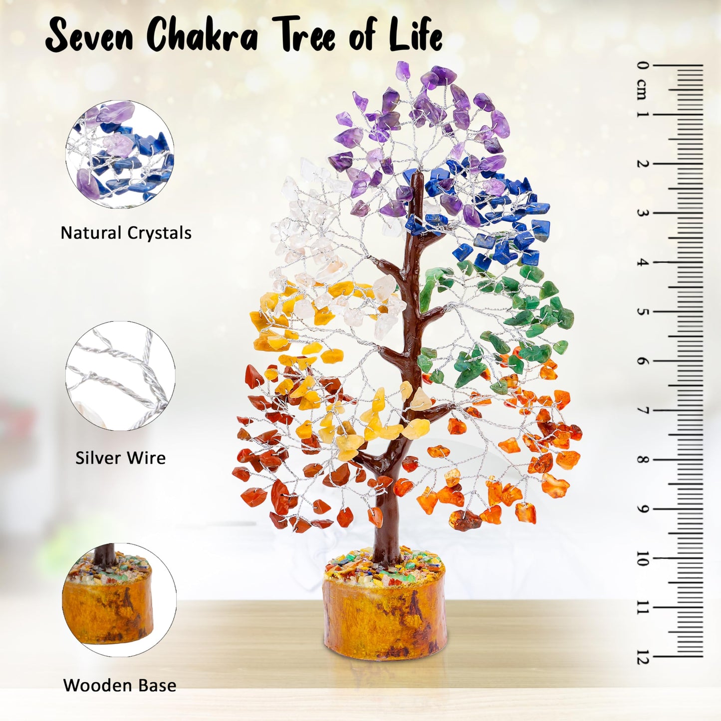 Crocon® 7 Chakra Tree of Life, Crystal Tree of Life - Gemstone Money Tree, Feng Shui Tree, Crystal Decoration, Artificial Tree, Spiritual Gift, Seven Chakra Tree, Healing Crystal Tree Gifts