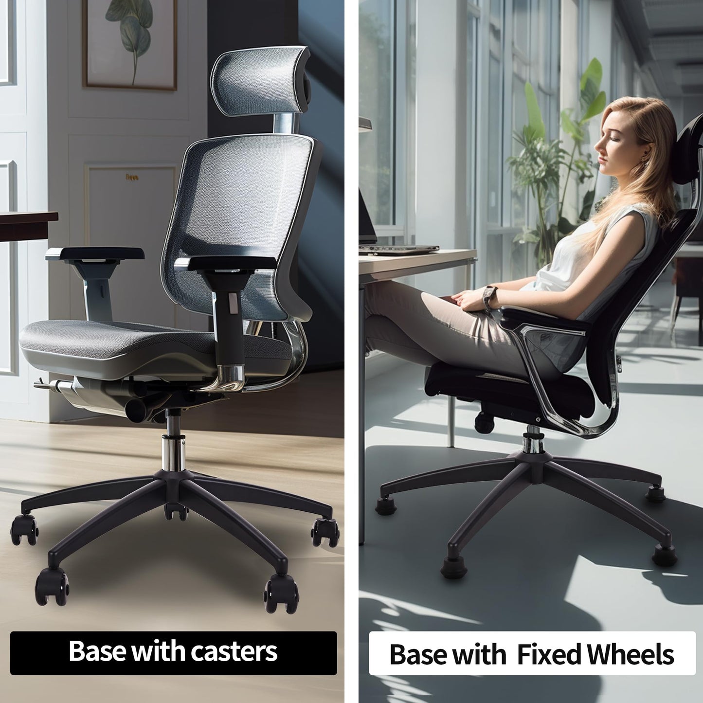 Frassie Office Gaming Chair Metal Base Replacement with 5 Wheels Bell Glides Replacement, 28 Inch Heavy Duty 2500 Lbs Universal Computer Chair Stool Base Part (Black)