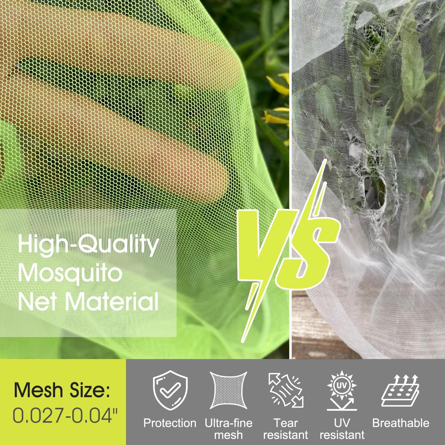 Fruit Tree Netting, RIFNY 3.3 x 2.6 FT Blueberry Bush Netting Cover with Zipper Drawstring, Outdoor Mosquito Net Garden Netting Protector Plant from Birds Cicadas Animals Insect (4 PCS, Green)