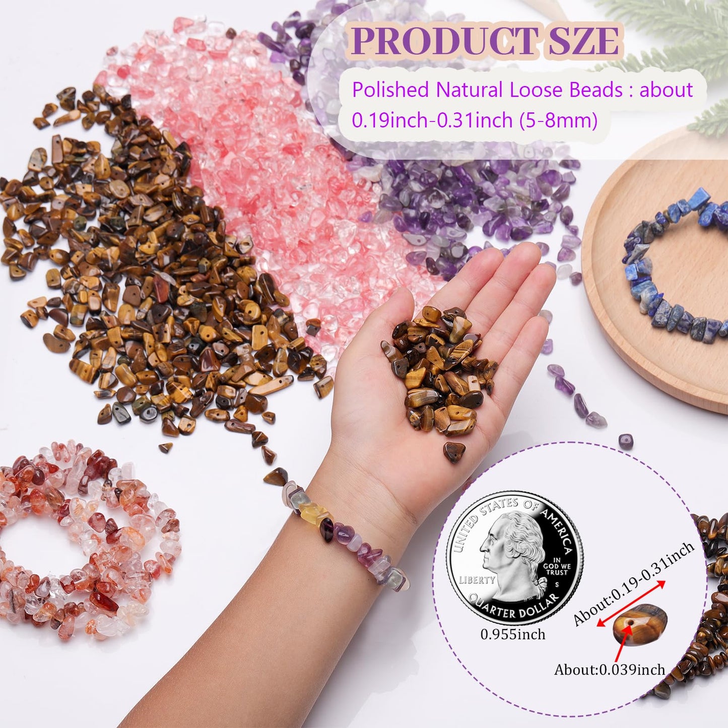 400pcs Natural Chip Stone Beads for Jewelry Making Rose Quartz 5-8mm Irregular Gemstones Healing Crystal Loose Rocks Bead Hole Drilled for Ring Earrings Necklace Bracelet Making DIY Art Crafts