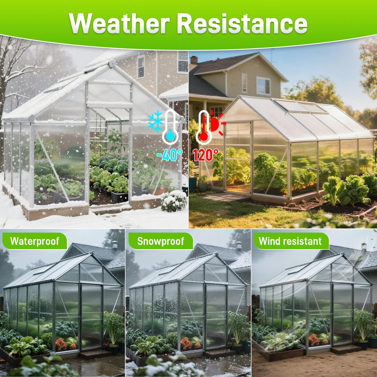 Quibbay 8 Pack 8' X 6' X 0.16'' Polycarbonate Greenhouse Panels, Waterproof UV Protected Clear Polycarbonate Sheets Twin-Wall Roof Panels, Corrugated Plastic Roofing Panels for Greenhouse Replacement