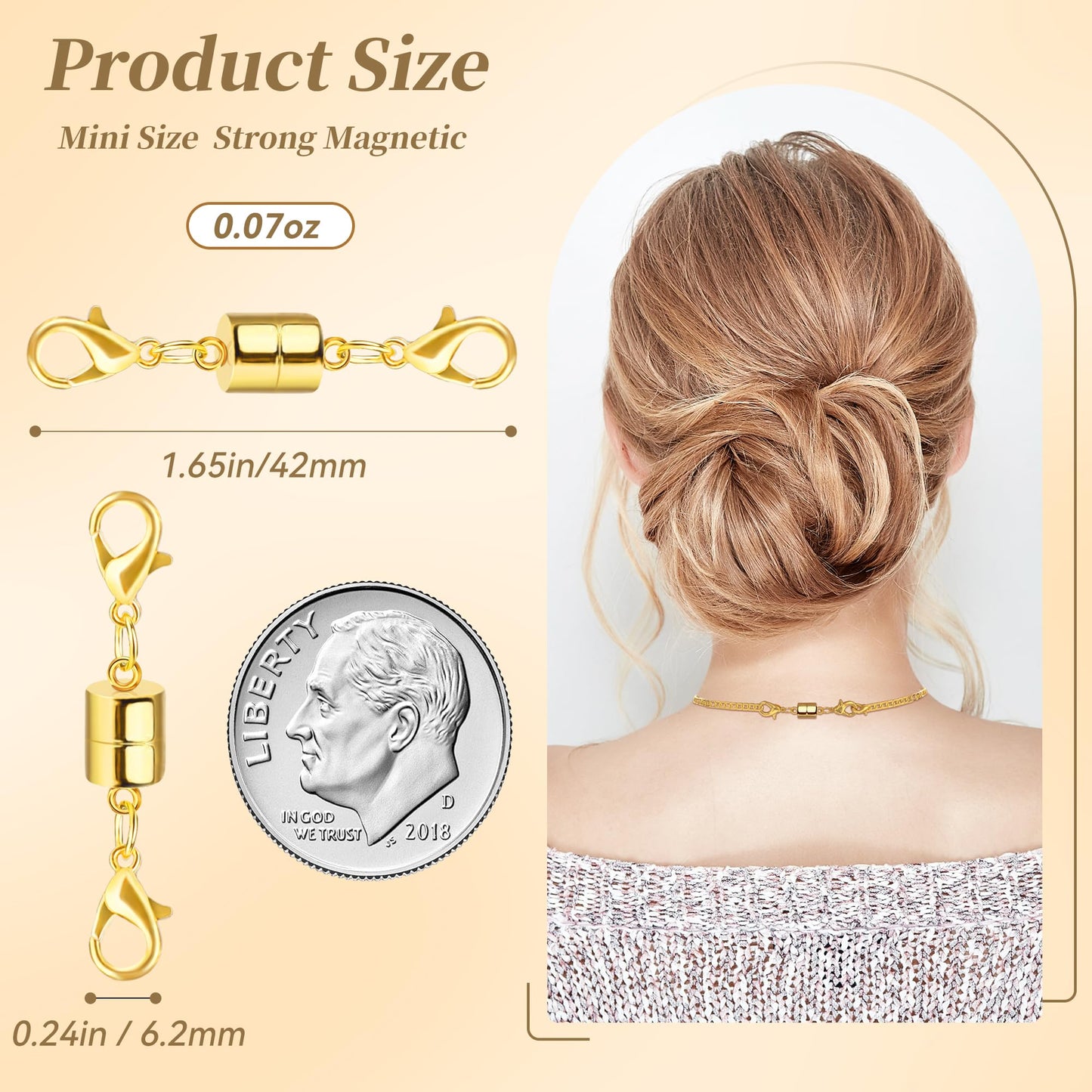 SUTQIGUI Magnetic Necklace Jewelry Clasps and Closures with Double Lobster Clasp, 14K Gold Magnetic Jewelry Clasps for Necklaces, Bracelet Necklace Extenders for Women (12PCS)