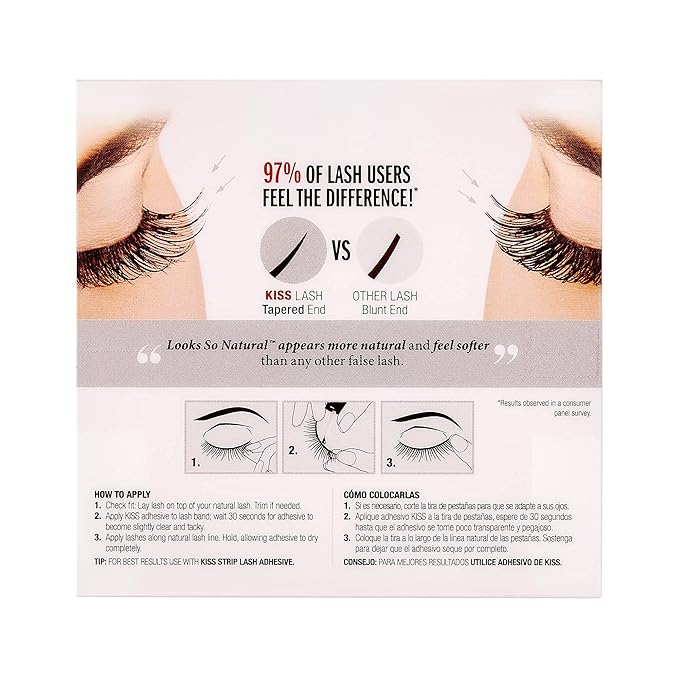 KISS Looks So Natural False Eyelashes Double Pack, Lightweight & Comfortable, Tapered End Technology, Reusable, Cruelty-Free, Contact Lens Friendly, Style 'Sultry', 2 Pairs Fake Eyelashes