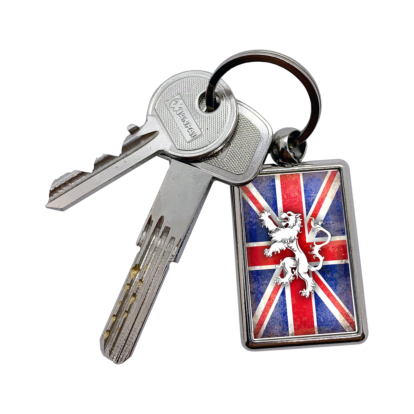 Apedes United Kingdom of Great Britain Country Flags Keychain Metallic Key Chain Keyring - Durable Metal with Impeccable Graphics, Stylish Key Organizer, Gift for Birthday and Holiday, 3” H x 11/2” W