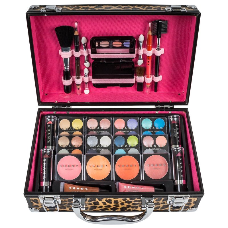 SHANY Carry All Make up Train Case with Pro Makeup Set, Beauty Brushes, Lipsticks, Eye Shadows, Blushes, Powders, and more - Reusable Cosmetics Storage Organizer - Premium Gift Packaging - Pink
