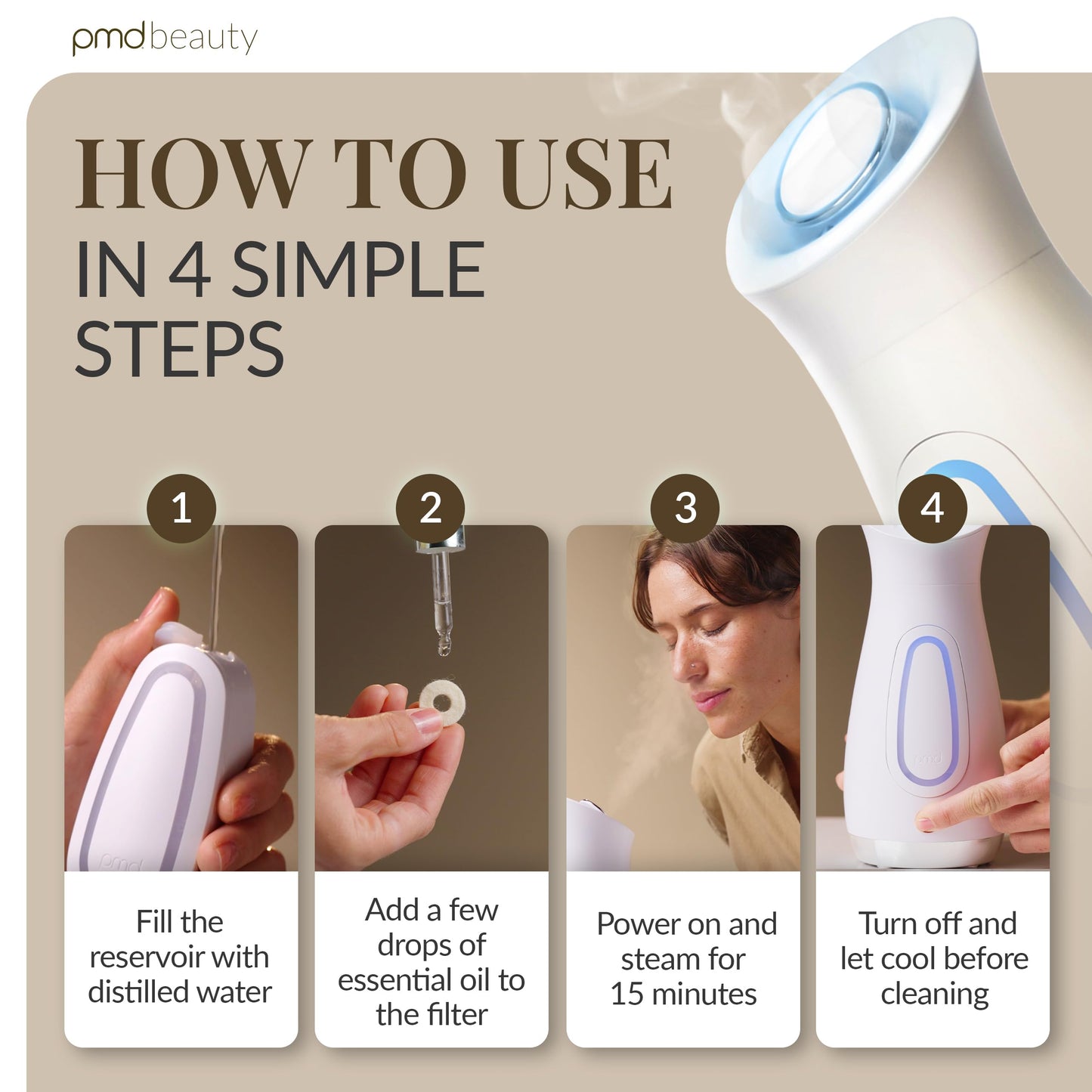 PMD Beauty SilkSteam Pro Facial Steamers Home Facial Spa - Rapid Start-Up Face Steamer for Facial - Adjustable Nozzle with Oil Filters