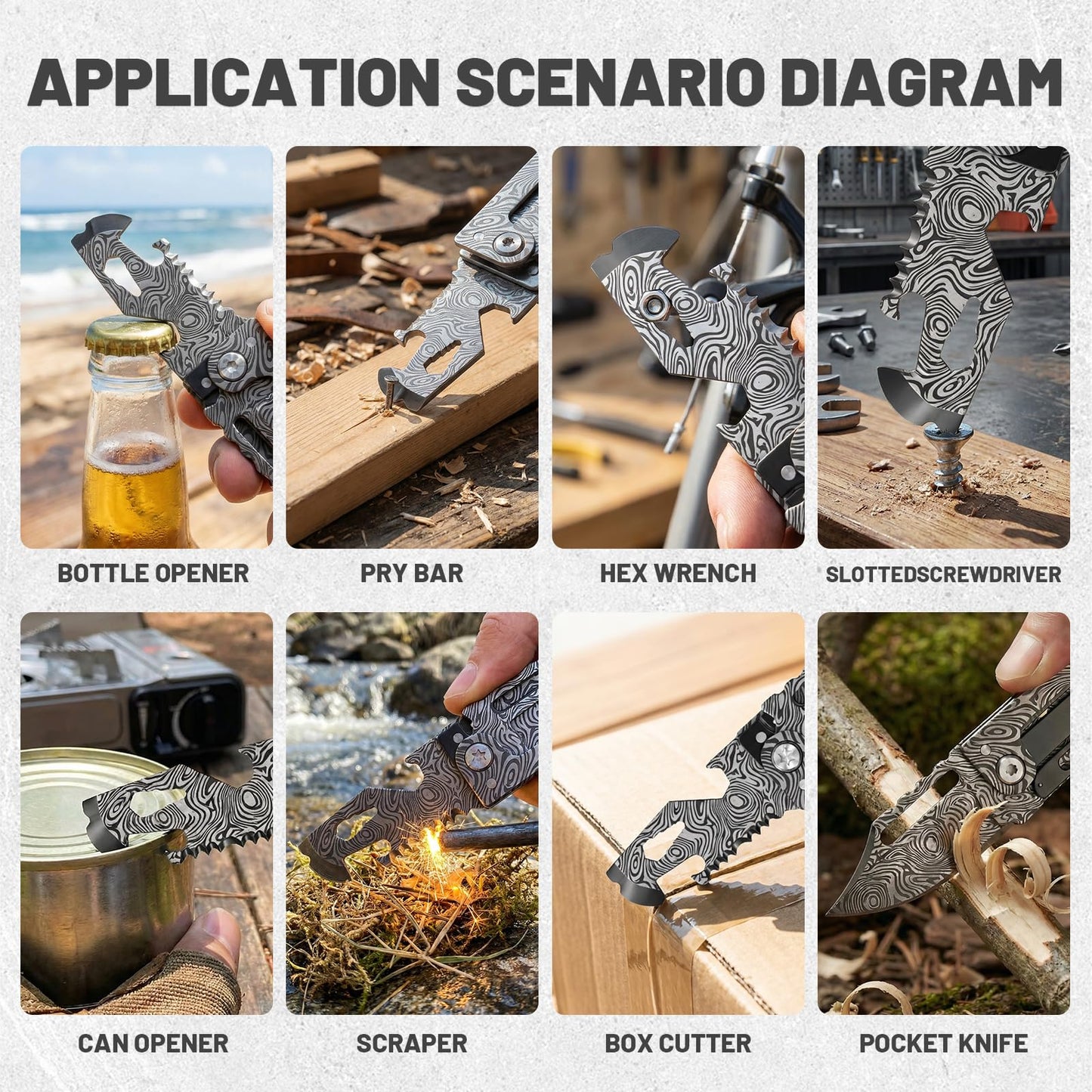 9-in-1 EDC Mini Multitool Knife, Folding Utility Knife, Screw Wrenches, Bottle Opener, Screwdriver, Small Pocket Knife For Outdoor, Camping, Hiking, Gifts For Men Women