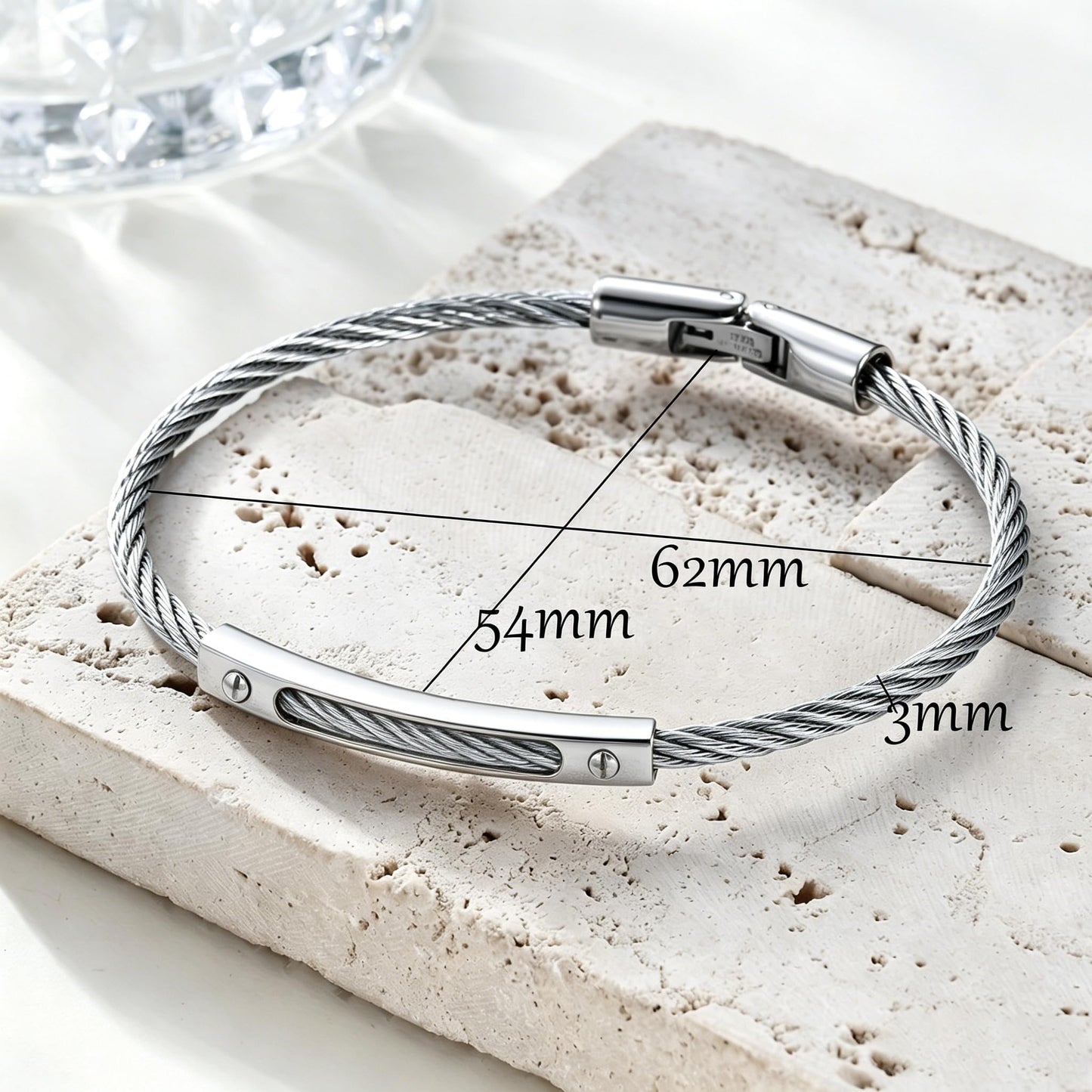 LXBQYSTO Cable Wire Twisted Cuff Bangle Bracelet For Women 14K Gold/rose/silver Stainless Steel Jewelry for Women Gift (Close-Silver)
