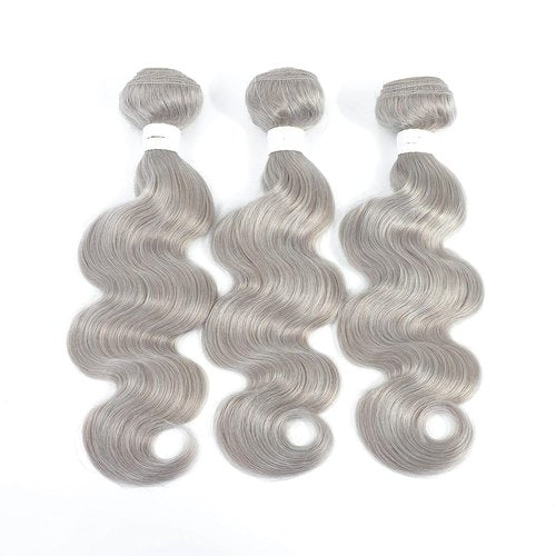 Giginger Bundles Human Sliver GREY 18 20 22 inch Body Wave Human Hair Bundles Unprocessed Quick Weave Soft Sewn In Hair Extensions for Black Women