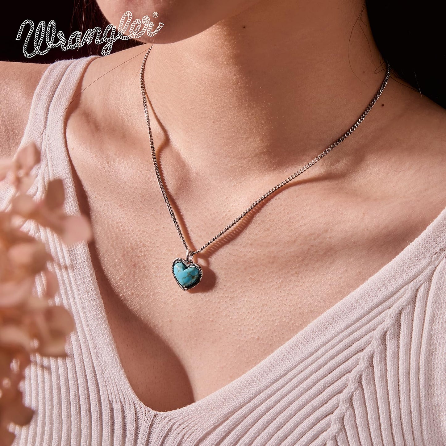 Montana West Wrangler Heart Turquoise Pendant Necklace for Women Western Gold Plated Cowgirl Cowboy Classic Trendy Jewelry AR-WNS-HT-1118STQ