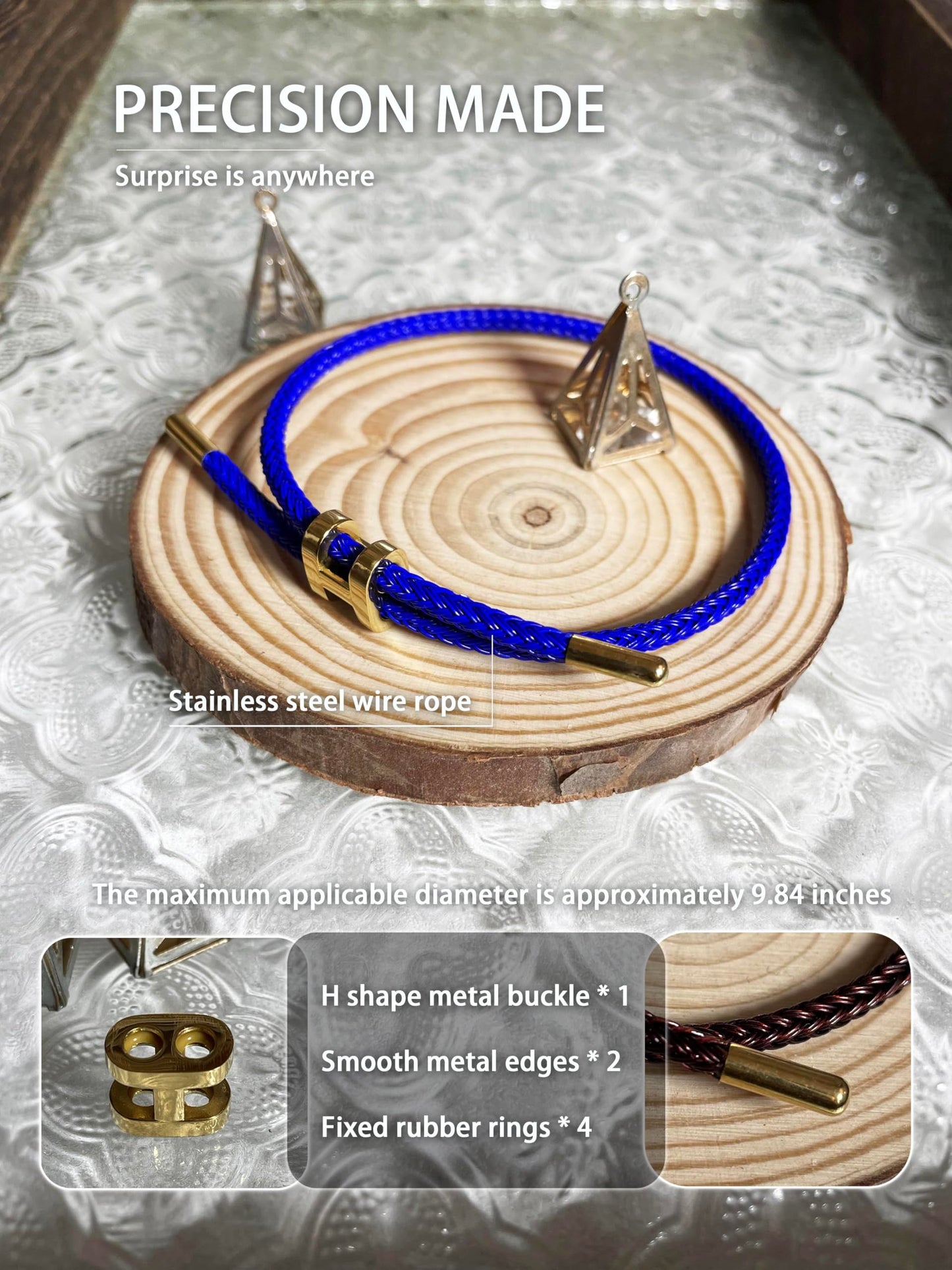 PPbuky Steel Bracelet Link, Adjustable H-shape Wire Rope Bracelet, Lucky Jewelry with Titanium Buckle for Birthday, Valentine's, Graduation, Fashion Gift for Women, Men, Lovers, Friends, Purple