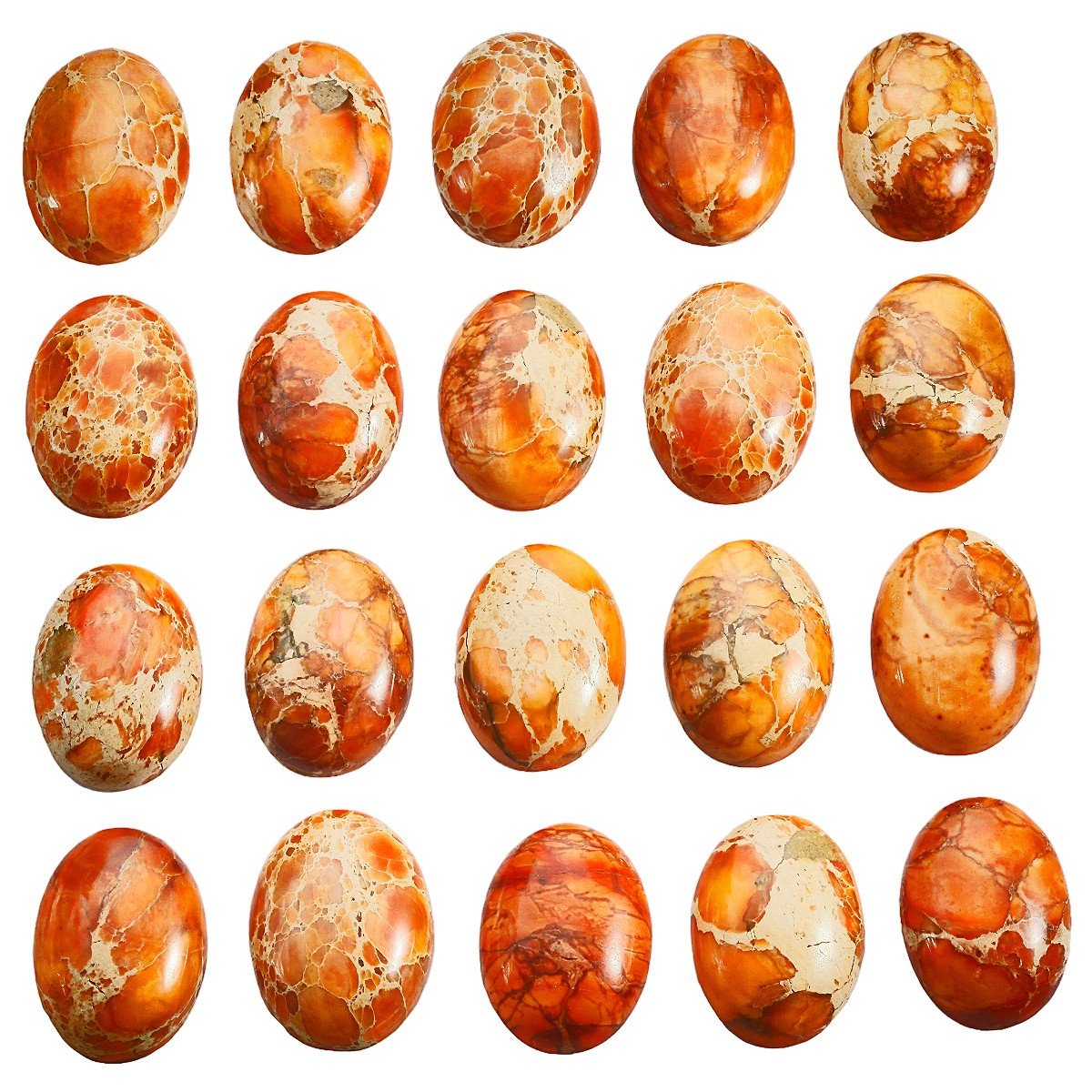 rockcloud 18x25mm Oval Cabochon Flatback Semi-precious Stones Sea Sediment Jasper for Jewelry Making Pack of 5