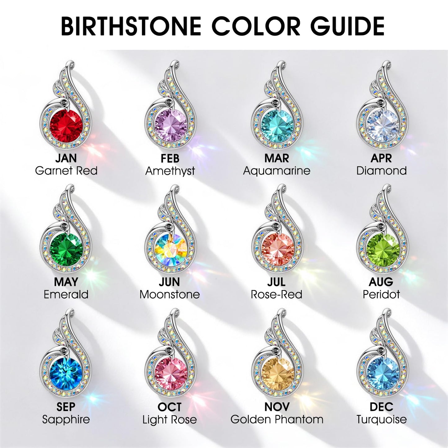 Kate Lynn Phoenix Birthstone Necklaces for Women Pendant Necklace Crystal Jewelry, Birthday Gifts for Women Wife Girlfriend Mothers Day Gift for Mom Daughter Unique Lady Christmas Jewelry Gift for Her, October Birthstone Necklace