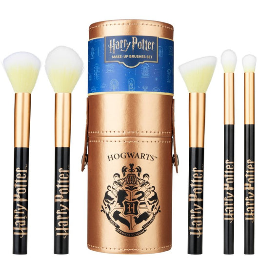 Harry Potter Gifts Makeup Brushes Set for Women, Teens, 5 Piece Makeup Brush Set with Travel Case for Eyeshadow Blush Contour Beauty