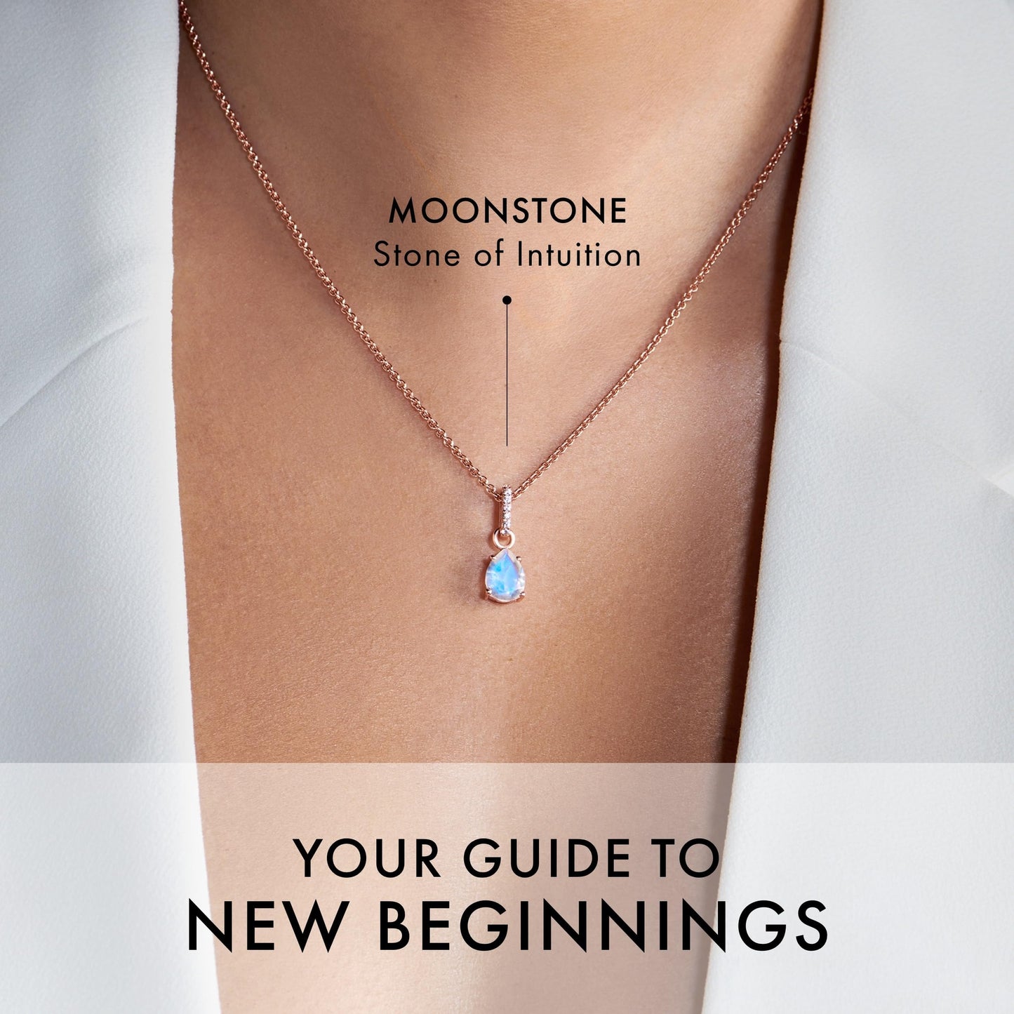Moon Magic - Authentic Moonstone Necklace for Women | Onyx, Black Obsidian Necklaces/Real 925 Sterling Silver/18k Rose and Yellow Gold Enchanted Crystal Necklace for Women | Genuine Gemstone Jewelry