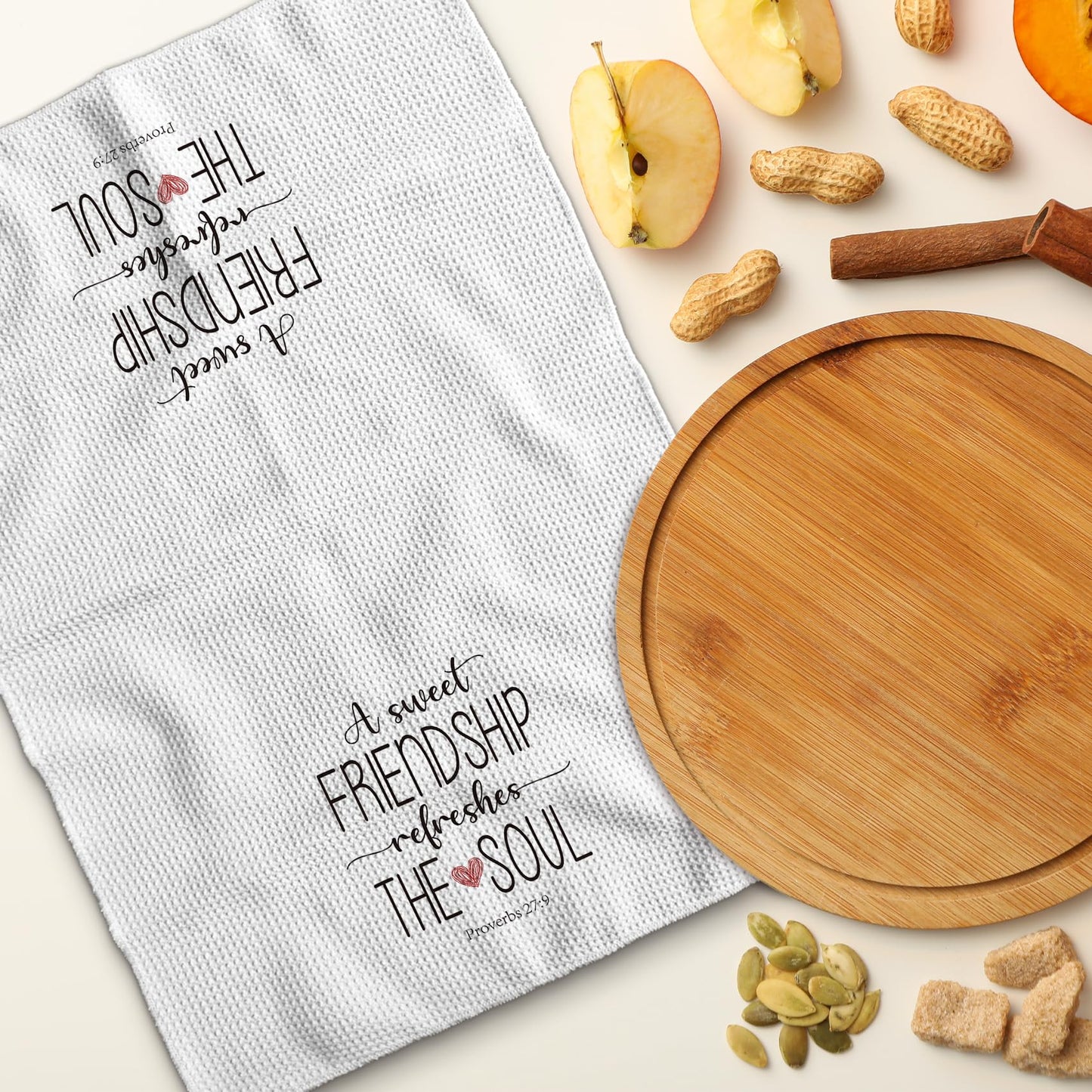 TNUW A Sweet Friendship Refreshes The Soul Kitchen Towels 16X24In, Gift for Friend Woman, Christian Gifts for Women Men, Hand Tea Towels for Kitchen Bathroom Decor