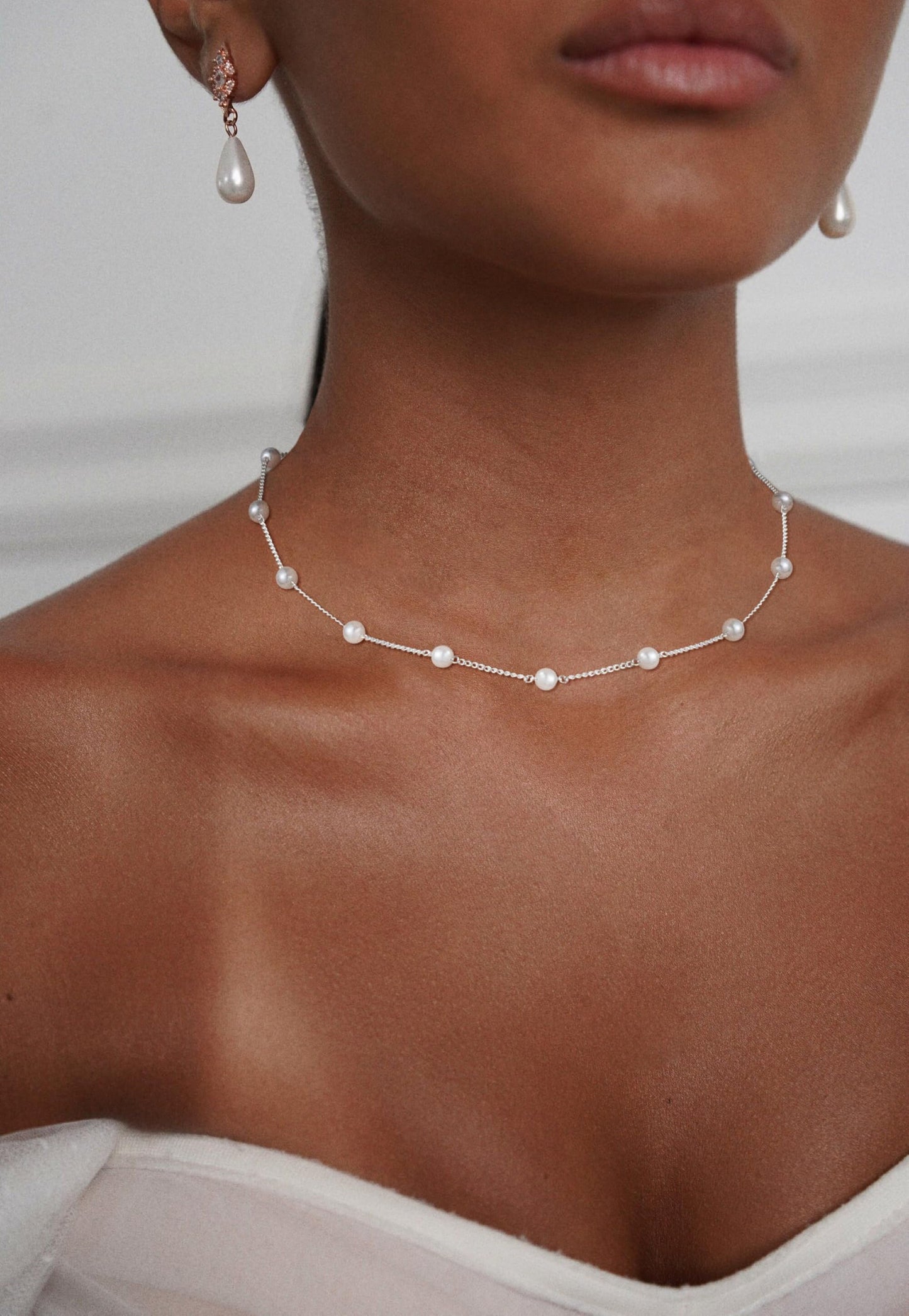Classic Pearl Necklaces for Women, Silver Pearl Necklace Dainty Pearls Choker Collar De Perlas Para Mujer Elegant Jewelry Wedding Gifts for Her