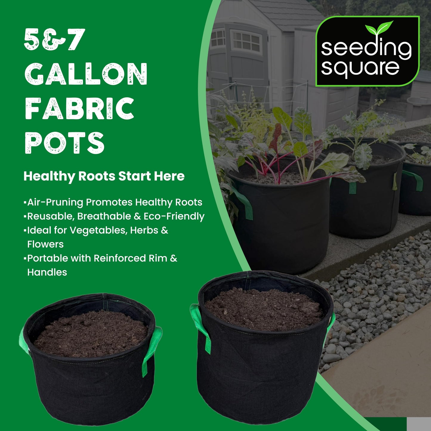 Kids Gardening Tool Set + 5 Gallon Grow Bags + Seeding Circle + Hand Pollinator Bundle – Complete Kids Garden Kit for Planting, Growing & Learning