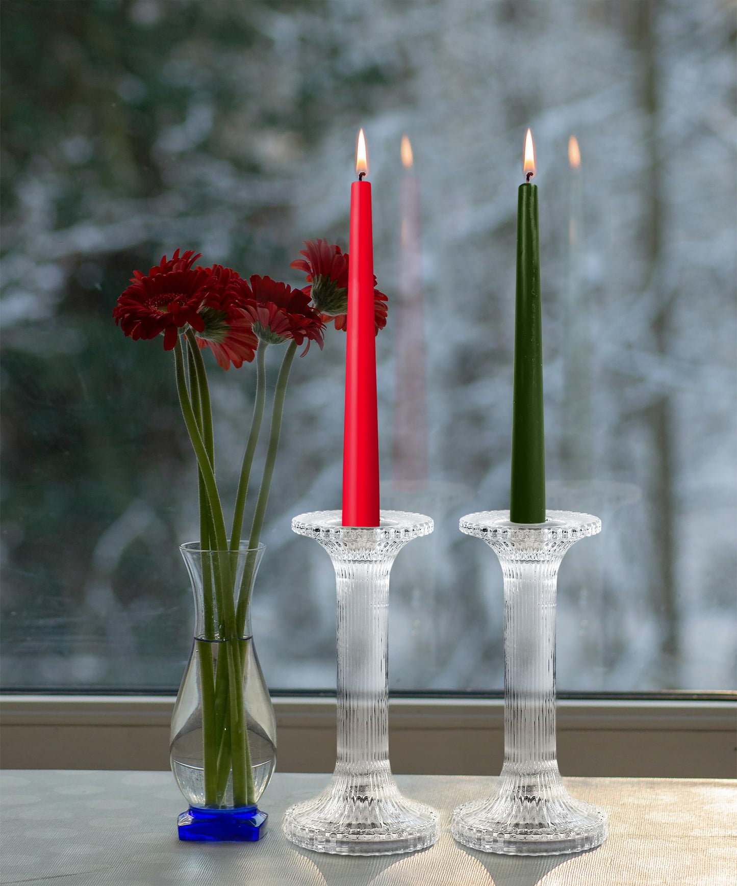Hyoola Christmas Candles - Green and Red Taper Candles 10 Inch Dripless, 12 Pack Unscented Holiday Candles - European Made