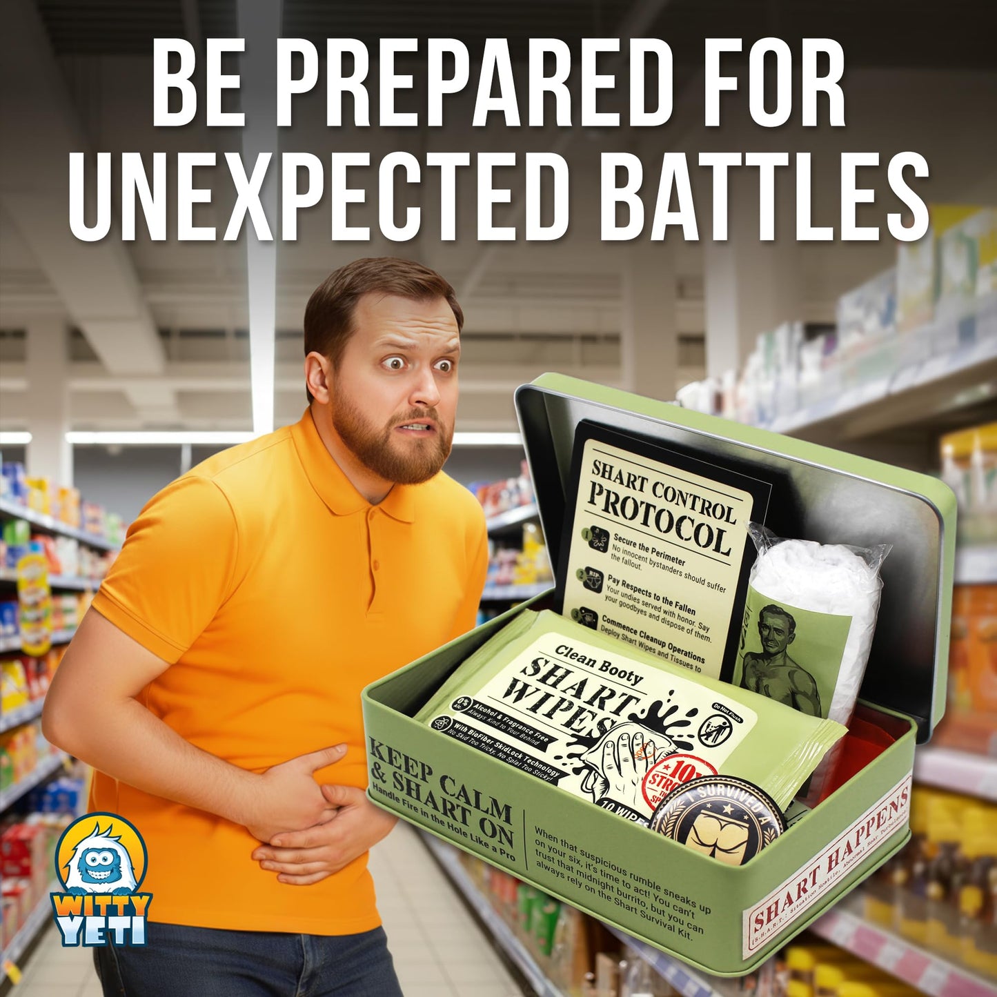 Witty Yeti’s Military-Grade Shart Survival Kit for When Your Butt Commits Treason. Emergency Backup Gag Gift for Digestive Mutiny & Rear-End Rebellion.