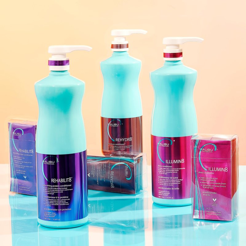 Malibu C REHABILIT8 Smoothing Protein Conditioner (1 Packet) - Replenishes Hair Protein & Amino Acids to Prevent Breakage - Hydrating Conditioner for Damaged Hair