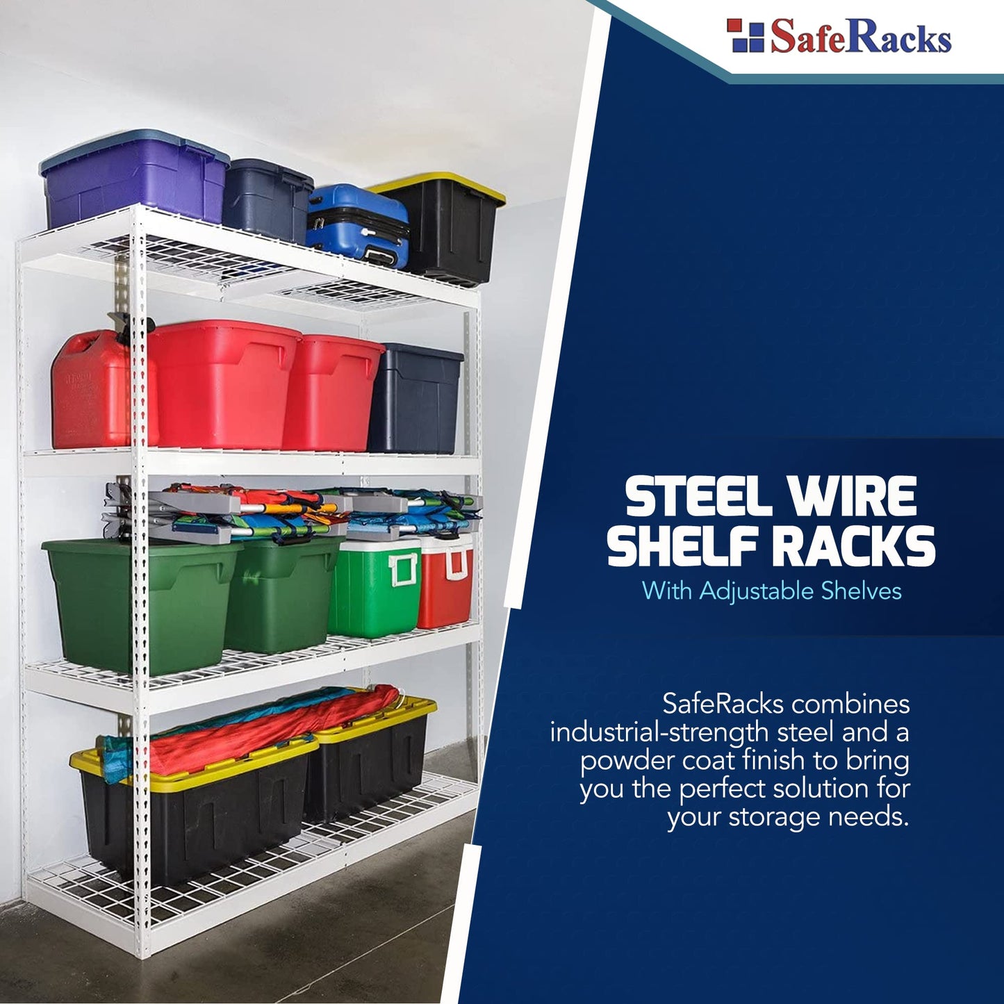 SafeRacks Garage Shelving - Storage Rack That Holds 500 Pounds Per Shelf - All Steel Shelves for Storage - Easy to Assemble Shelving Storage, Garage Shelf, Hammertone (24" x 92" x 84")