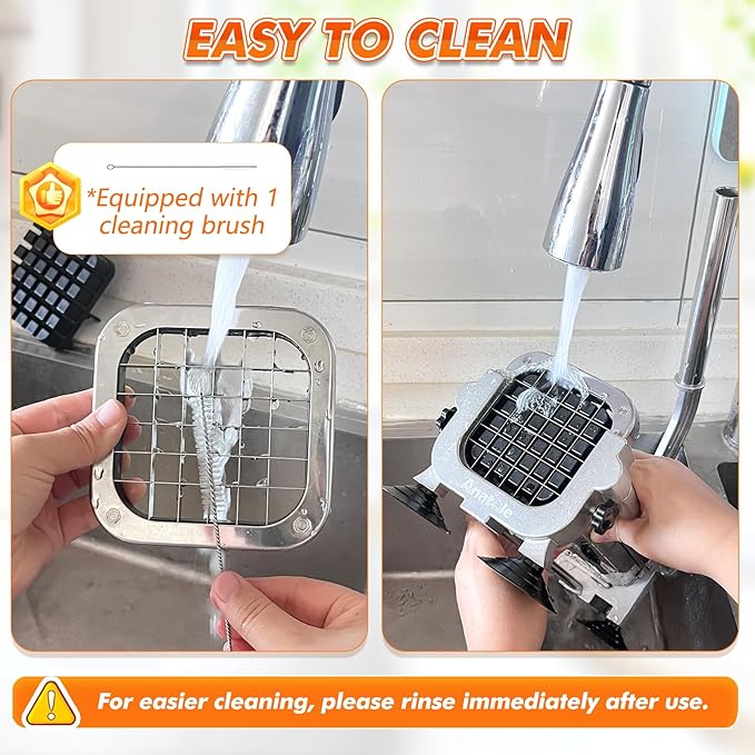 Anatole Professional French Fry Cutter Stainless Steel with 3/8'' 1/2'' Blades Manual Potato Slicer Veggie Chopper Homestyle Dicer for Onions Carrots Cucumbers