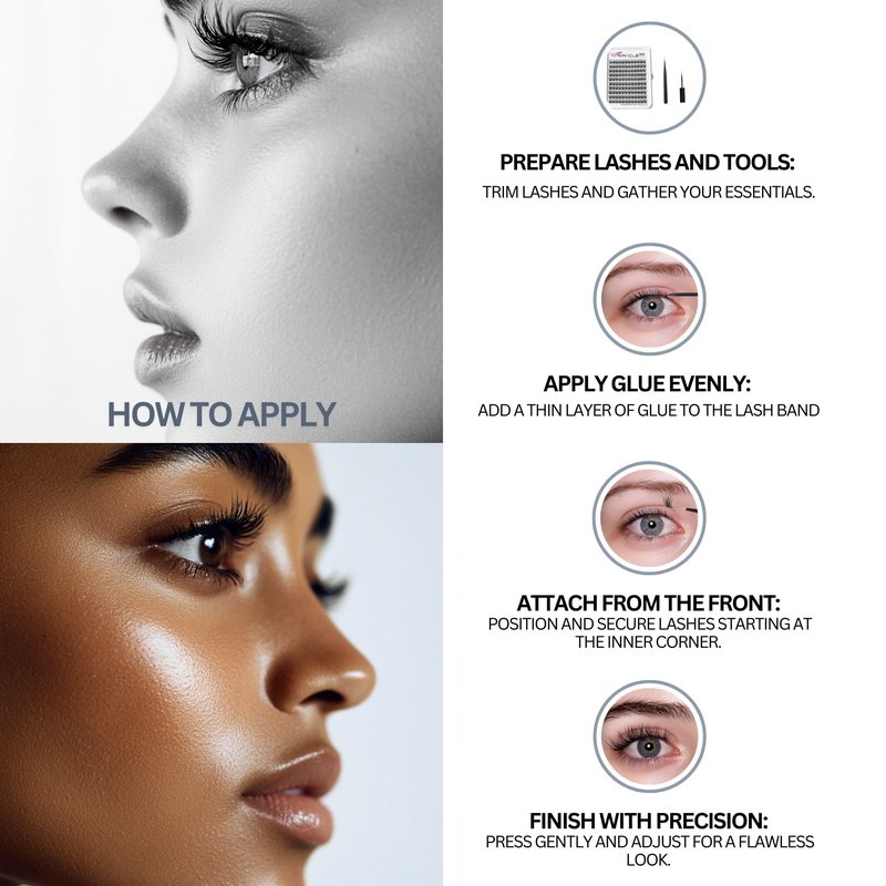 PARK SEONG HEE MIRACLE LASH DIY False Eyelashes, Lash Clusters, Lengthening Wisps 9mm-16mm Contact Lens Friendly, Easy to Apply, Reusable Strip Lashes (E5-280, 14mm) Thickness 0.03mm Lash Clusters