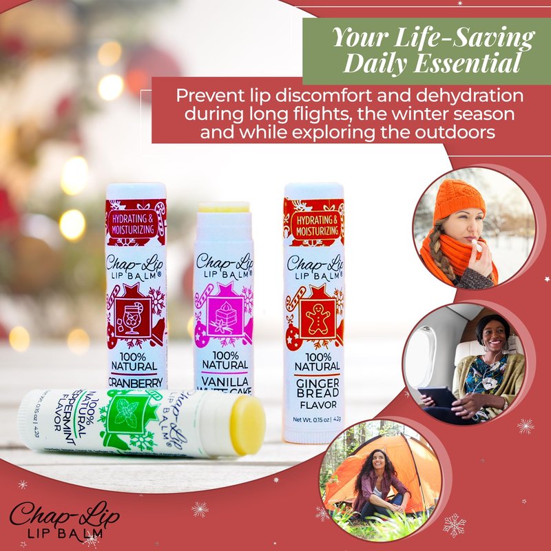 Chap-Lip Lip Balm 100% Natural Lip Balm Set - Beeswax Natural Christmas Gifts for Her - Lip Moisturizer for Dry Lips, Cocoa Butter - Petroleum Free, 24 Count, 2 Pack
