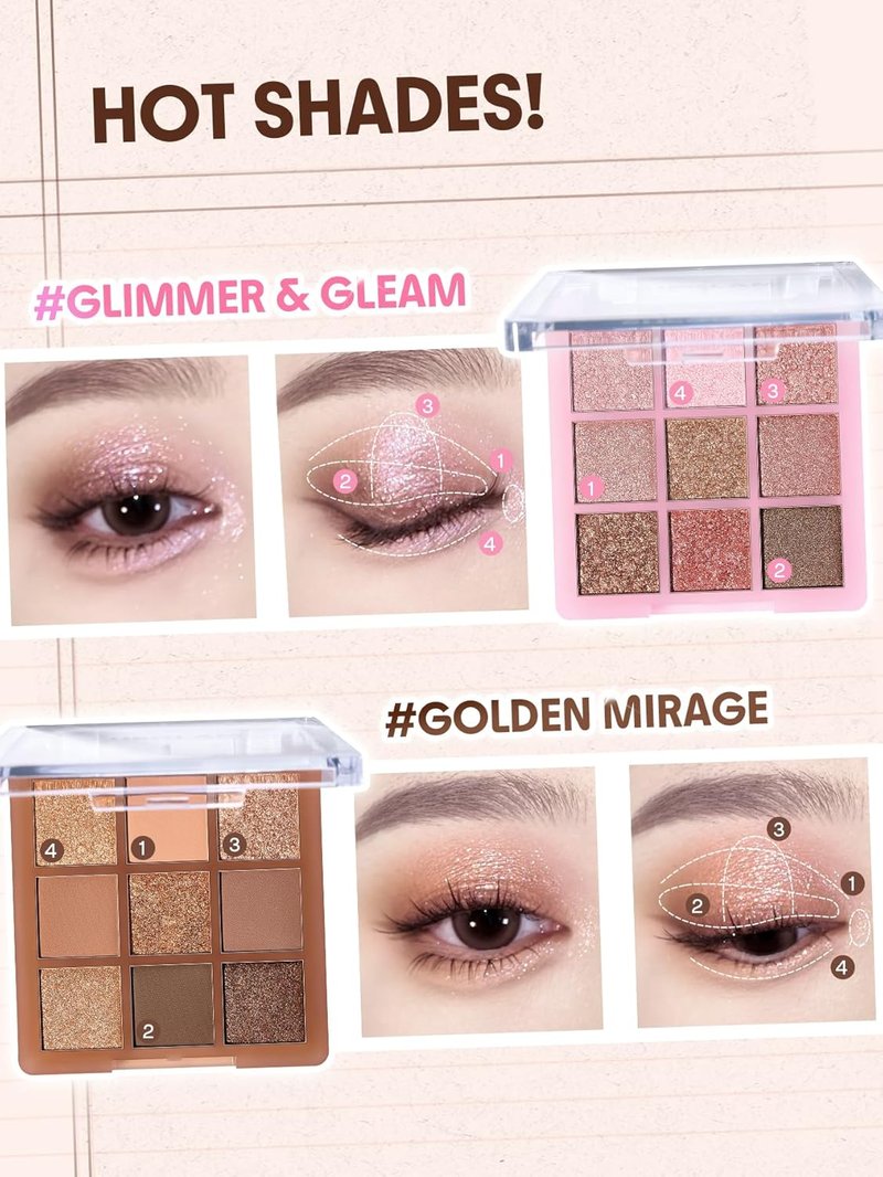 SHGLAM 9-Color Eyeshadow Palette - Ultra-Pigmented Shimmer & Matte Shades | Vegan & Cruelty-Free