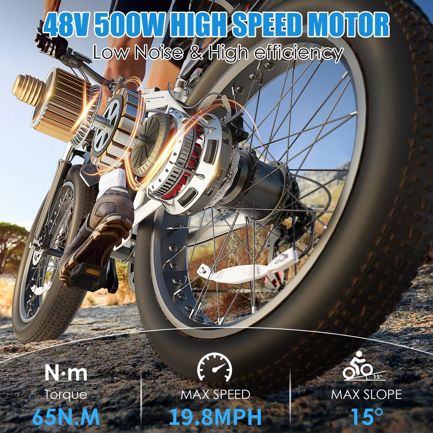 GOCIO 26" Fat Tire Electric Bike for Adults - 48V 750W Powerful Motor, 40 Miles Range, Dual Suspension, All-Terrain E-Bike
