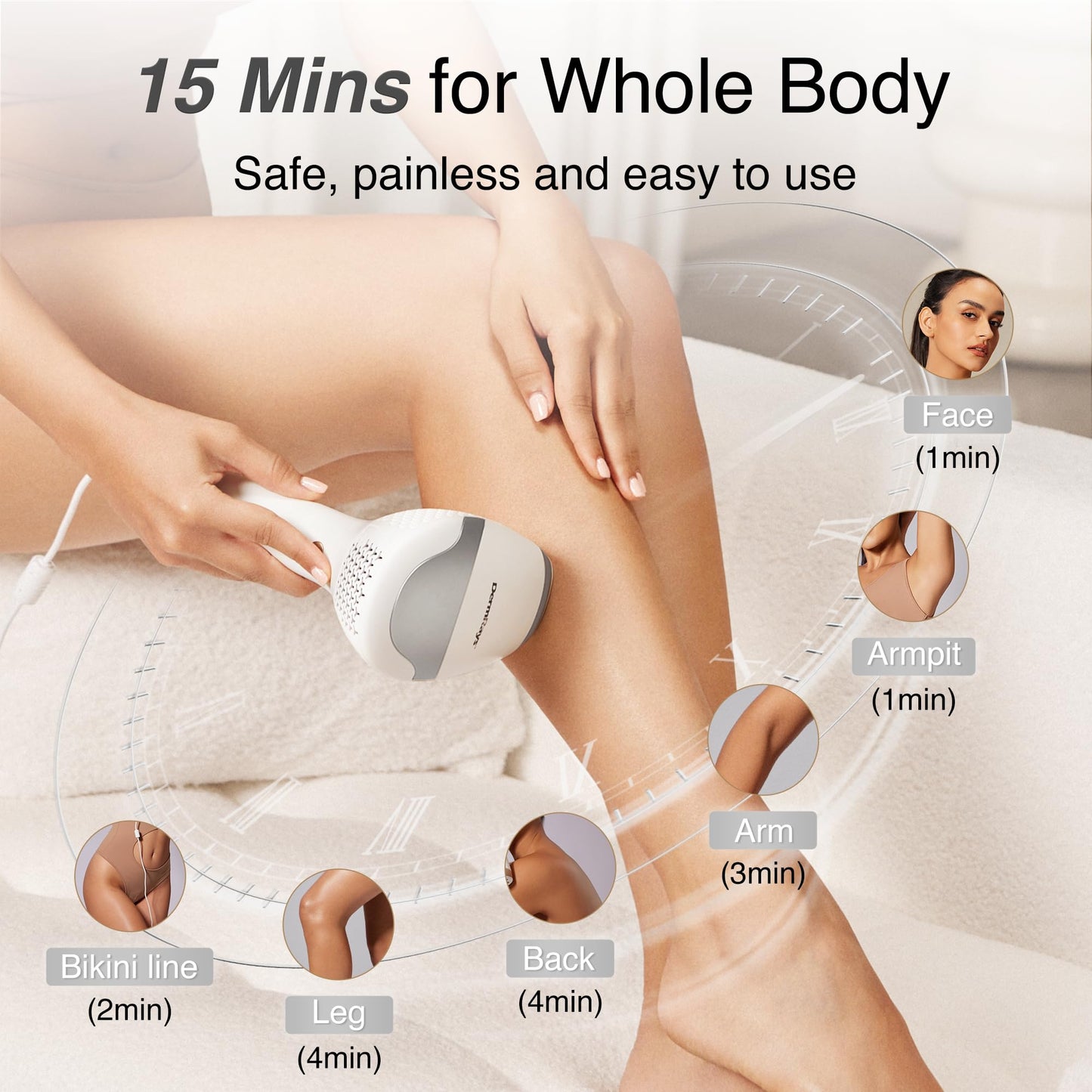 DermRays Diode Laser Hair Removal for Men and Women, V8S for Skin Tone 1-5, Permanent Reduction in Hair Regrowth, The World's First FDA-cleared Home-use Wide-Angle 810nm Laser Hair Removal Device