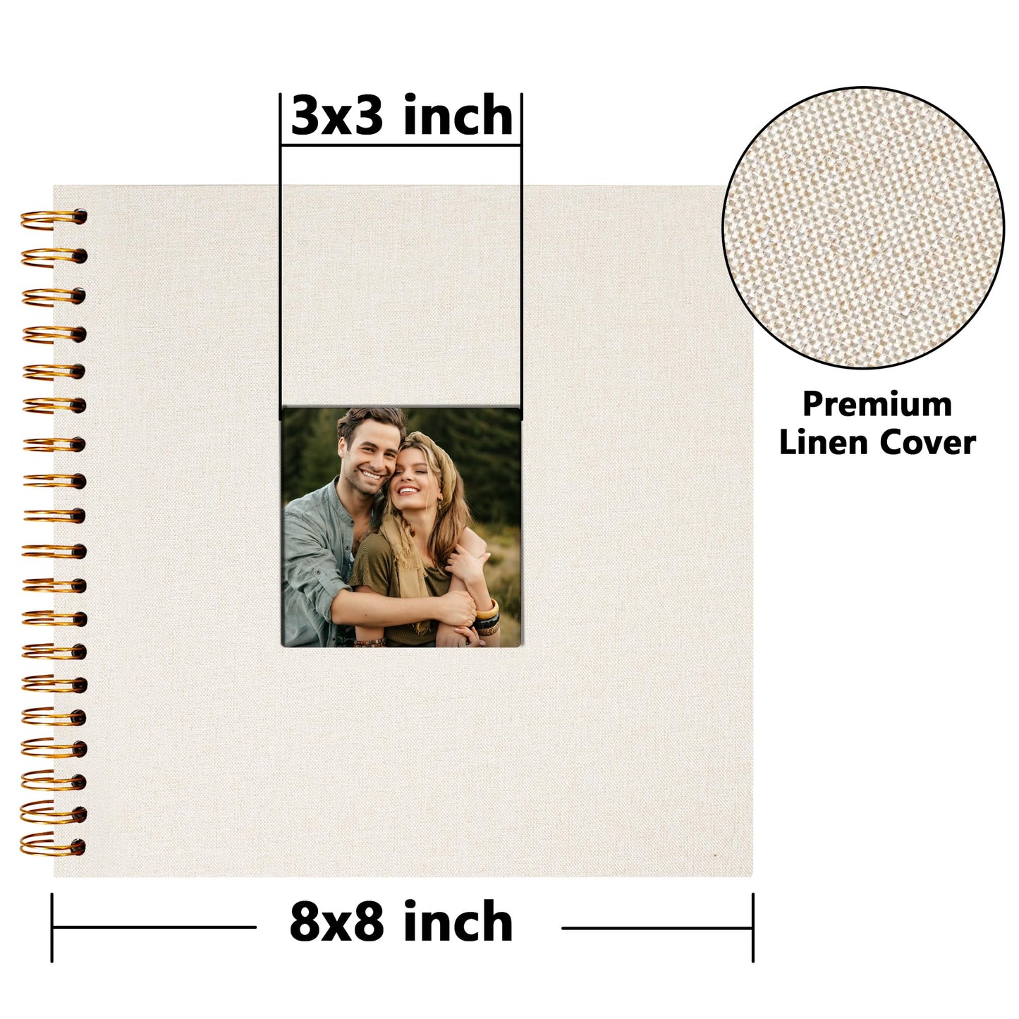 Vienrose 8x8 Inch Scrapbook DIY Small Hardcover Kraft White Pages Scrapbook Photo Album Linen Cover Scrap Book Photo Albums Scrapbooking Supplies Kit for Couple Family Wedding Travel