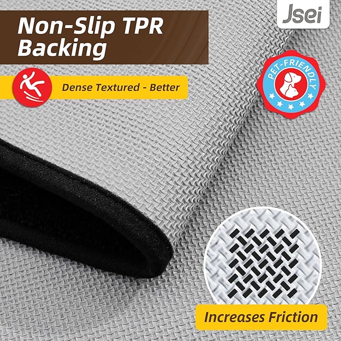 JSEI Entryway Rugs Doormat 36"x60", Non-Slip Dirt Trapper Door Mats Indoor, Washable Absorbent and Stain Resist Welcome Floor Mat for Front Door, Dog Door Mat, Dirty Wet Shoes & Paws, Black