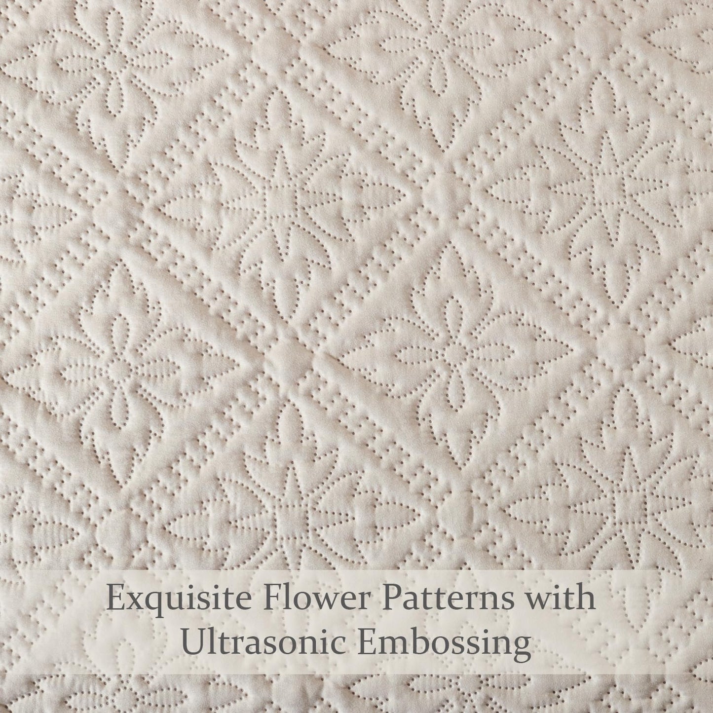 Exclusivo Mezcla Queen Quilt Bedding Set, Lightweight Soft Bedspreads Coverlets with 2 Pillow Shams, Modern Brich Beige Quilts Queen Full Size for All Seasons