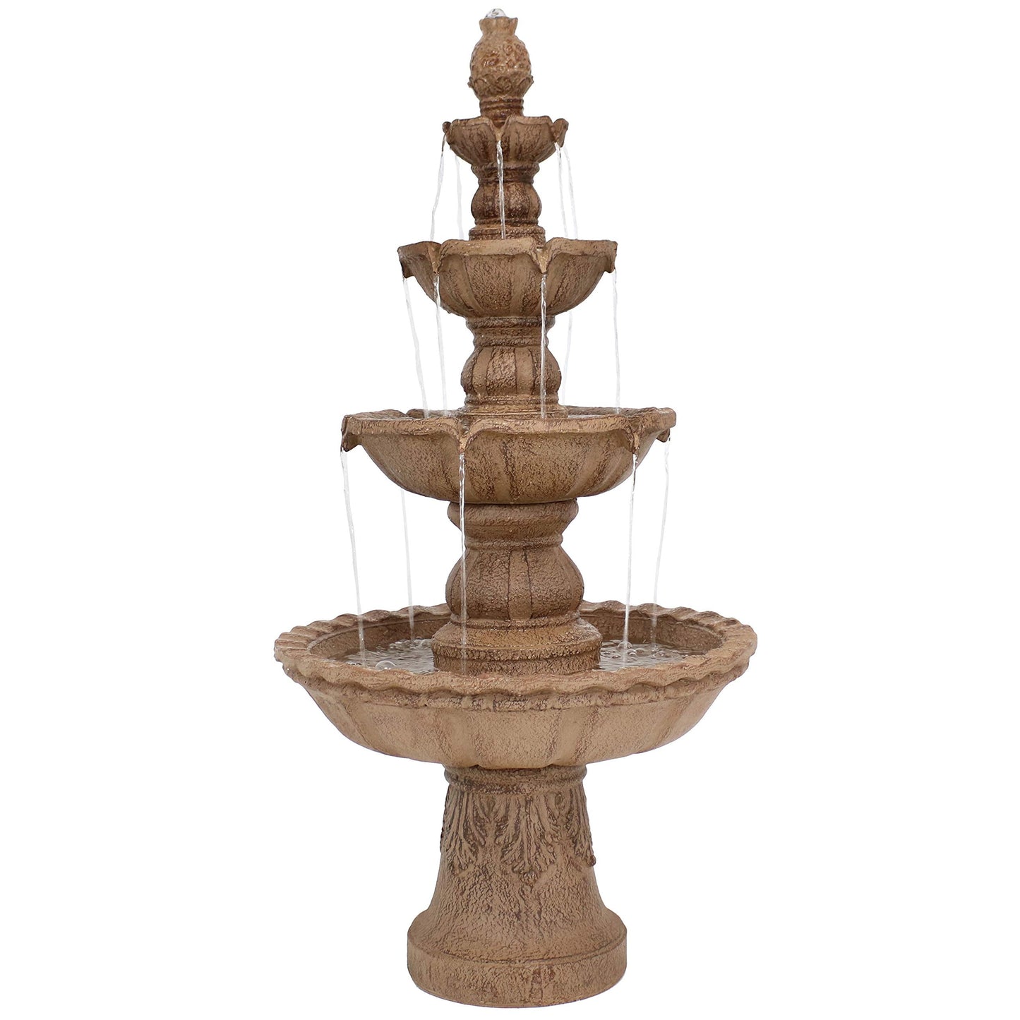 Sunnydaze Pineapple 52-Inch 4-Tier Outdoor Water Fountain - Tall Outdoor Fountain for Garden, Patio or Yard - Earth