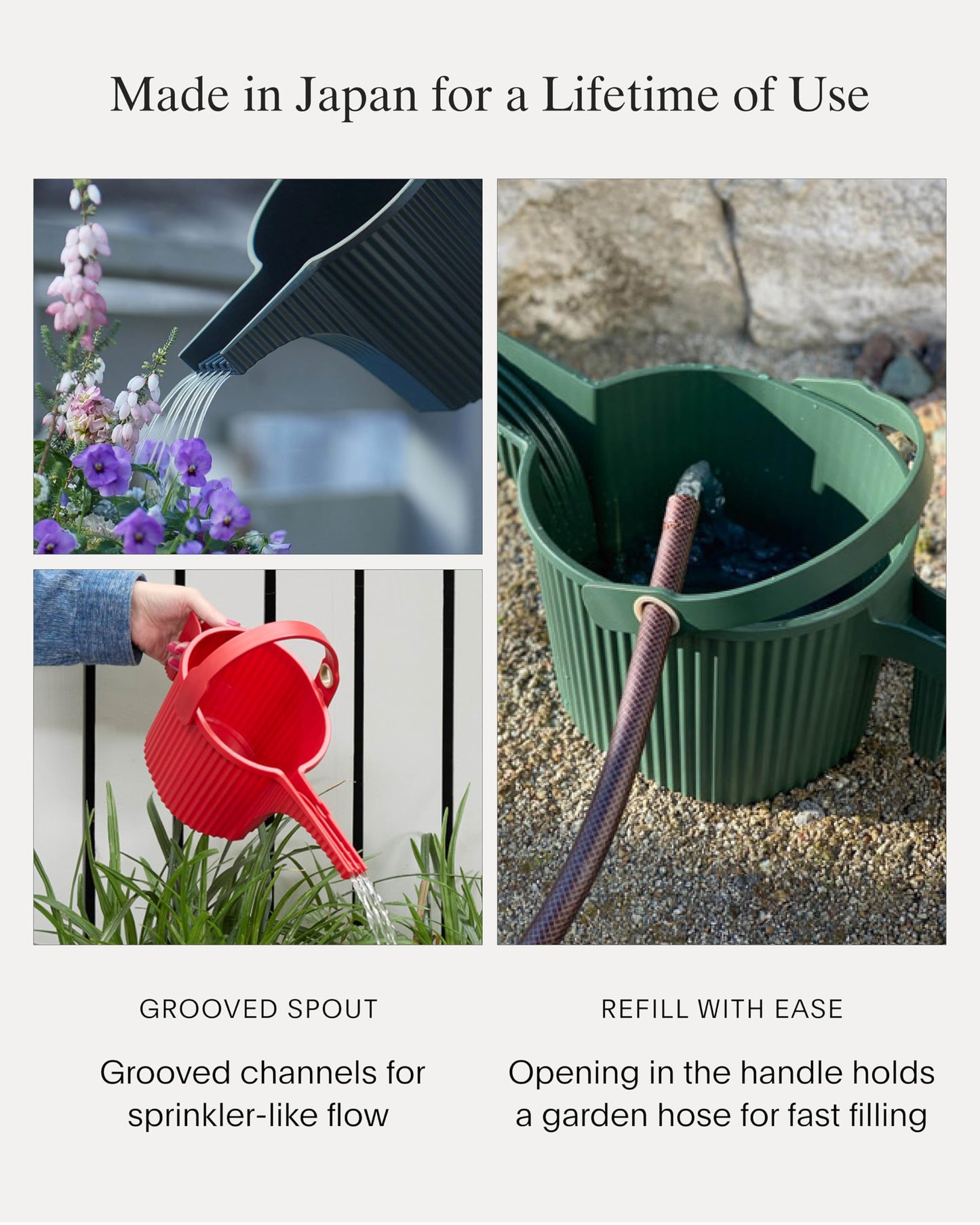 Hachiman Watering Can Set of 2 - Includes Small and Large Plant Watering Can with Widened Spout for Indoor and Outdoor Plants - Hands-Free Filling - Black