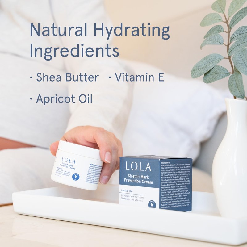 LOLA Stretch Mark Prevention Cream - Hydrating Cocoa Butter Body Oil After Shower - Firming Skin Elasticity for Maternity - Hypoallergenic Scar Cream for Surgical Scars - 4 Fl Oz, Pack of 1