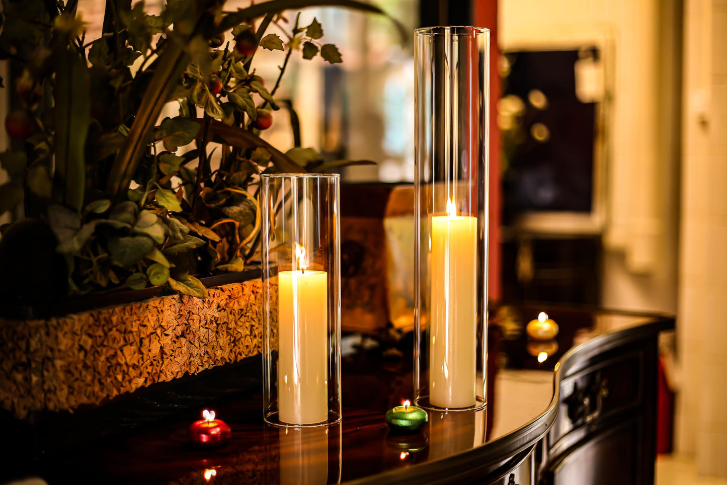 CYS EXCEL 6 PCS (H:16" D:3"") Open Ended Clear Glass Hurricane Candleholder Tube Lamp Shade Open Flame Candlestick Holder Chimney Tube Cover Bottomless Cylinder"
