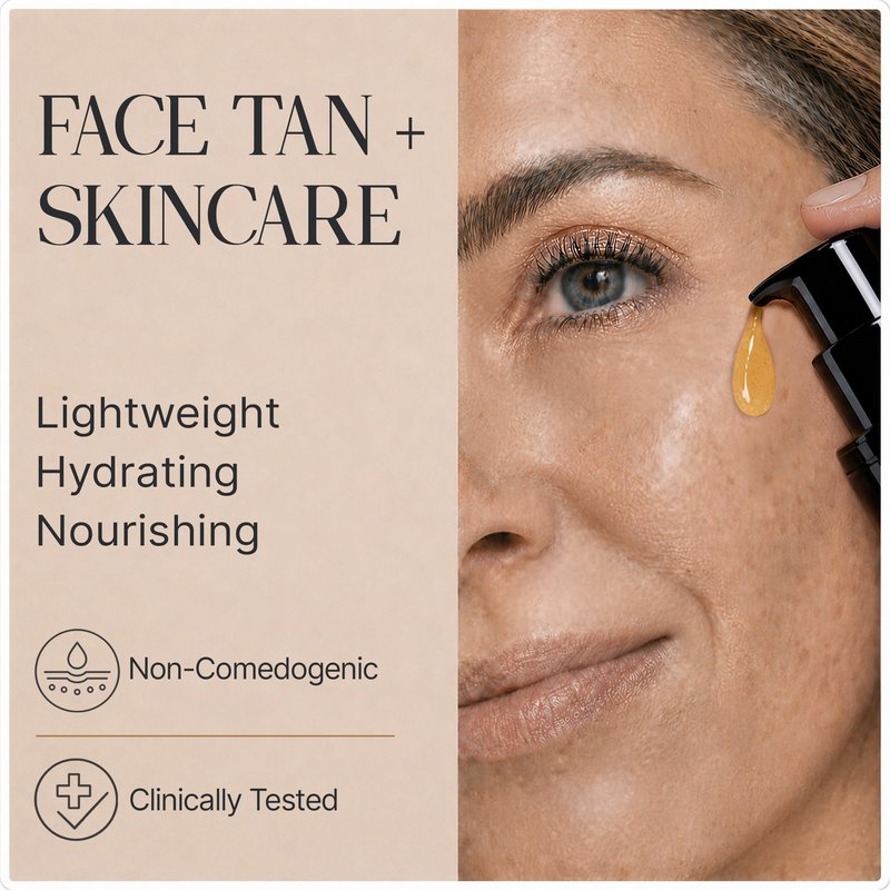 Face Tanner – Self Tan Serum w/Hyaluronic Acid, US Made with Certified Organic Ingredients, Streak-Free, No Orange, Natural Glow, Sensitive Skin Safe, Sunless Facial Tanner, Medium to Dark, 2.0 fl oz